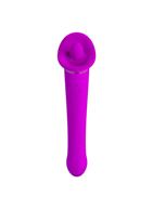 Лиловый двусторонний вибратор Faust с подвижным язычком (21,9 см)