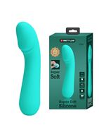 Бирюзовый силиконовый вибратор Cetus для G-точки (15 см)