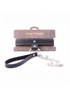 Узкий однослойный ошейник с поводком