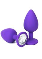 Фиолетовая анальная пробка с прозрачным стразом (9,2 см)