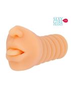 Телесный мастурбатор ротик с высунутым язычком