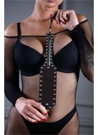 Коричневая шлепалка Sex Game с заклепками (33 см)