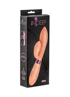 Бежевый вибратор Gina с клиторальным отростком (20 см)