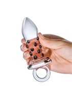 Анальная мини-пробка из стекла с черными пупырышками Pacifier