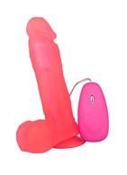 Розовый гелевый вибратор на присоске (19 см)