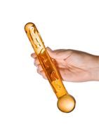 Золотистый изогнутый стеклянный фаллоимитатор Tickler (19 см)