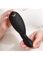 Чёрный клиторальный стимулятор Womanizer - DUO с вагинальным отростком