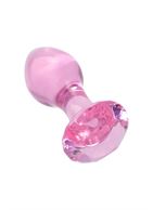 Розовая анальная втулка из стекла (8,5 см)
