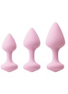 Набор из 3 нежно-розовых анальных пробок Triple Kiss Trainer Kit