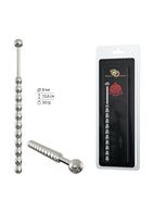 Серебристый уретральный плаг-елочка с шариком на конце (15,6 см)