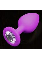 Фиолетовая анальная пробка с прозрачным кристаллом (7,5 см)