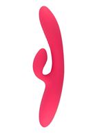 Ярко-розовый силиконовый вибратор с функцией нагрева (22,2 см)