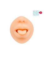 Телесный мастурбатор ротик с высунутым язычком