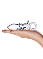 Анальная мини-пробка из стекла с черными пупырышками Pacifier