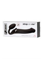 Черный безремневой вибрострапон Vibrating Bendable Strap-On - size L