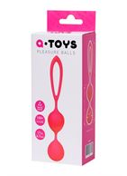 Ярко-розовые вагинальные шарики A-Toys с петелькой