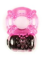 Розовое эрекционное кольцо c вибропулей