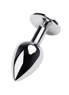 Маленькая коническая серебристая анальная пробка с красным кристаллом (7 см)