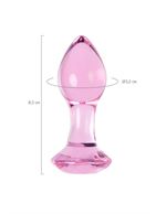 Розовая анальная втулка из стекла (8,5 см)