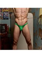 Зеленые мужские хлопковые трусы-бразилиана