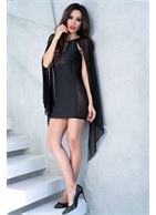 Мини-платье из плотной ткани с вуалью