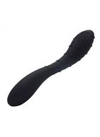 Чёрный двусторонний фаллоимитатор с двумя разными поверхностями (19,7 см)