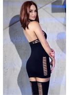 Бесшовное мини-платье с ажурными элементами