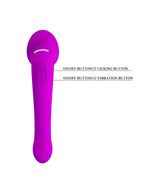 Лиловый двусторонний вибратор Faust с подвижным язычком (21,9 см)