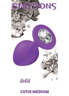 Средняя фиолетовая анальная пробка Emotions Cutie Medium с прозрачным кристаллом (8,5 см)