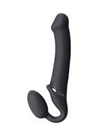 Черный безремневой вибрострапон Vibrating Bendable Strap-On - size L
