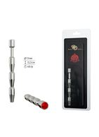 Серебристый уретральный плаг с красным кристаллом (11,3 см)