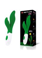 Зеленый вибратор Pretty Love с клиторальным отростком - 20 см.