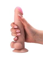 Телесный фаллоимитатор на присоске с выраженным рельефом (19 см)