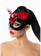 Черно-красная лакированная маска кошки с ушками