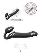 Черный безремневой вибрострапон Vibrating Bendable Strap-On - size L