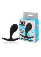 Черная каплевидная анальная пробка с ограничителем (7,7 см)