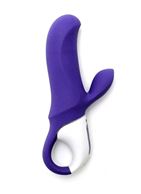 Фиолетовый вибратор Magic Bunny с клиторальным отростком (17,6 см)