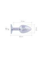 Серебристая анальная втулка с голубым кристаллом (8,2 см)