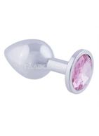Серебристая анальная пробка с розовым кристаллом (9,5 см)