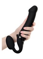 Черный безремневой вибрострапон Vibrating Bendable Strap-On - size L