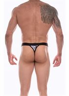 Темно-серые мужские трусы-тонги с принтом