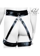 Черный кожаный пояс с гартерами