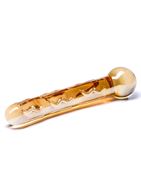 Золотистый изогнутый стеклянный фаллоимитатор Tickler (19 см)