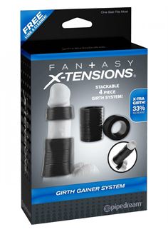 Набор чёрных насадок на пенис GIRTH GAINER SYSTEM 