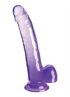Фиолетовый фаллоимитатор с мошонкой на присоске 9’’ Cock with Balls (24,8 см)
