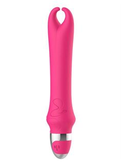 Розовый вибратор с рожками Pedicel - 17,8 см.