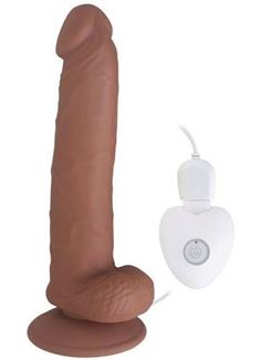 Коричневый вибратор SEDUCER 20 Function Perfect Peter (20,5 см)