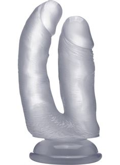 Прозрачный анально-вагинальный фаллоимитатор Realistic Double Cock 6,5 Inch - 16,5 см.