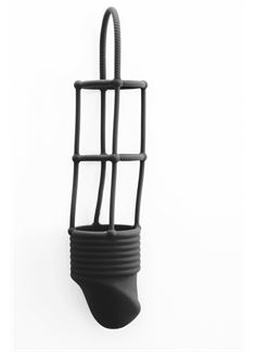 Удлиняющая чёрная насадка на пенис Ribbed Cockcage
