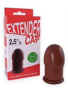 Коричневый латексный удлинитель пениса Extender Cap 2.5" in